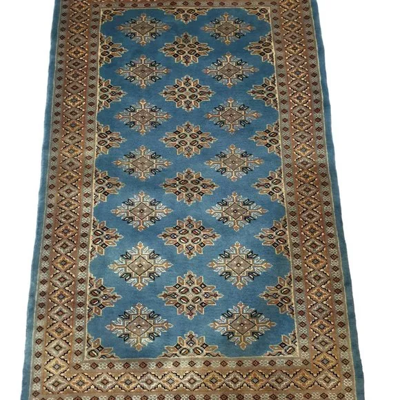 New Handmade 5x3 Pak Blue Brown Wool Cotton Jaldar Bedroom Floor Area Rug Carpet